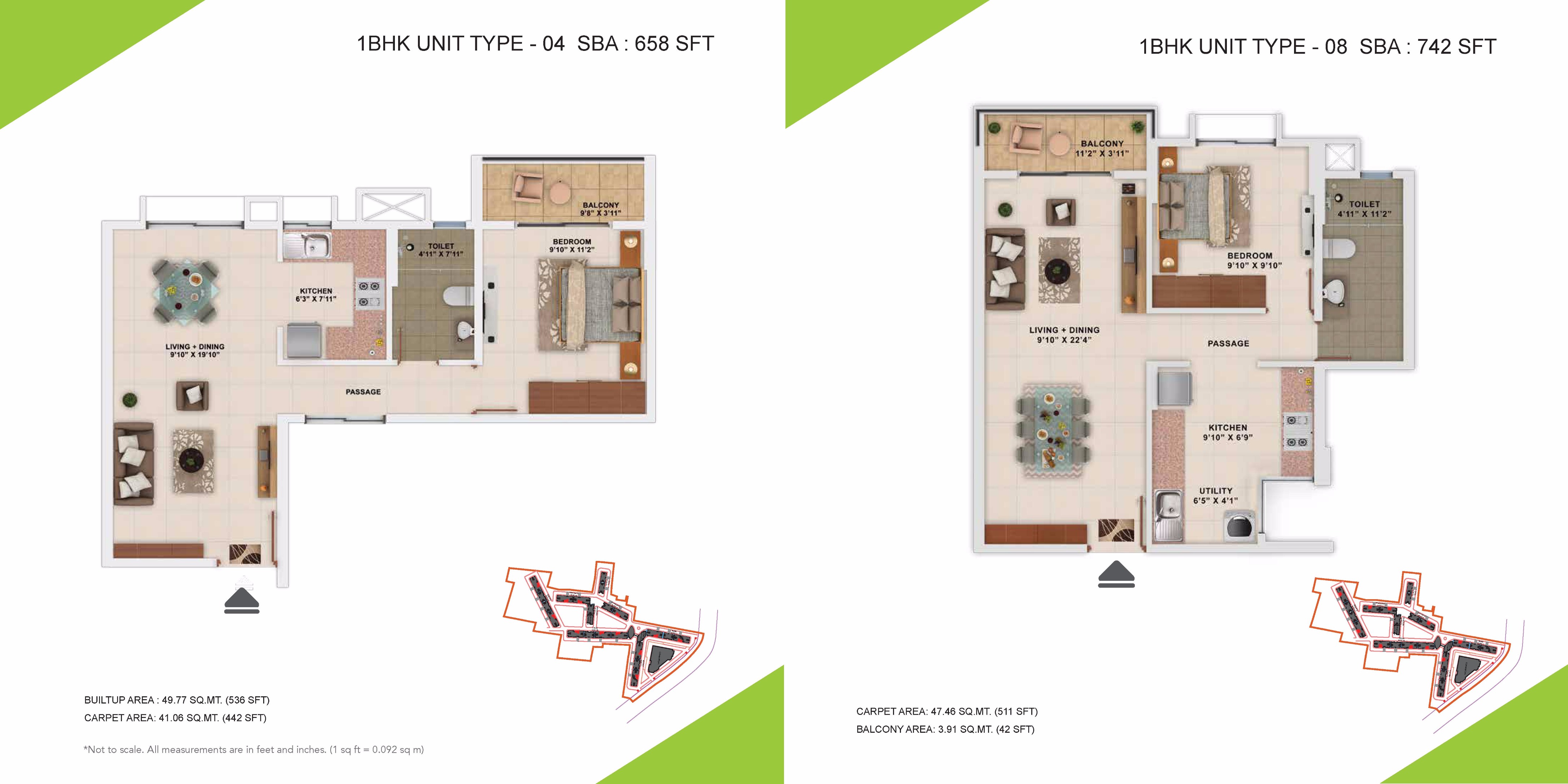 1 BHK Floor Plan – Sattva Park Cubix